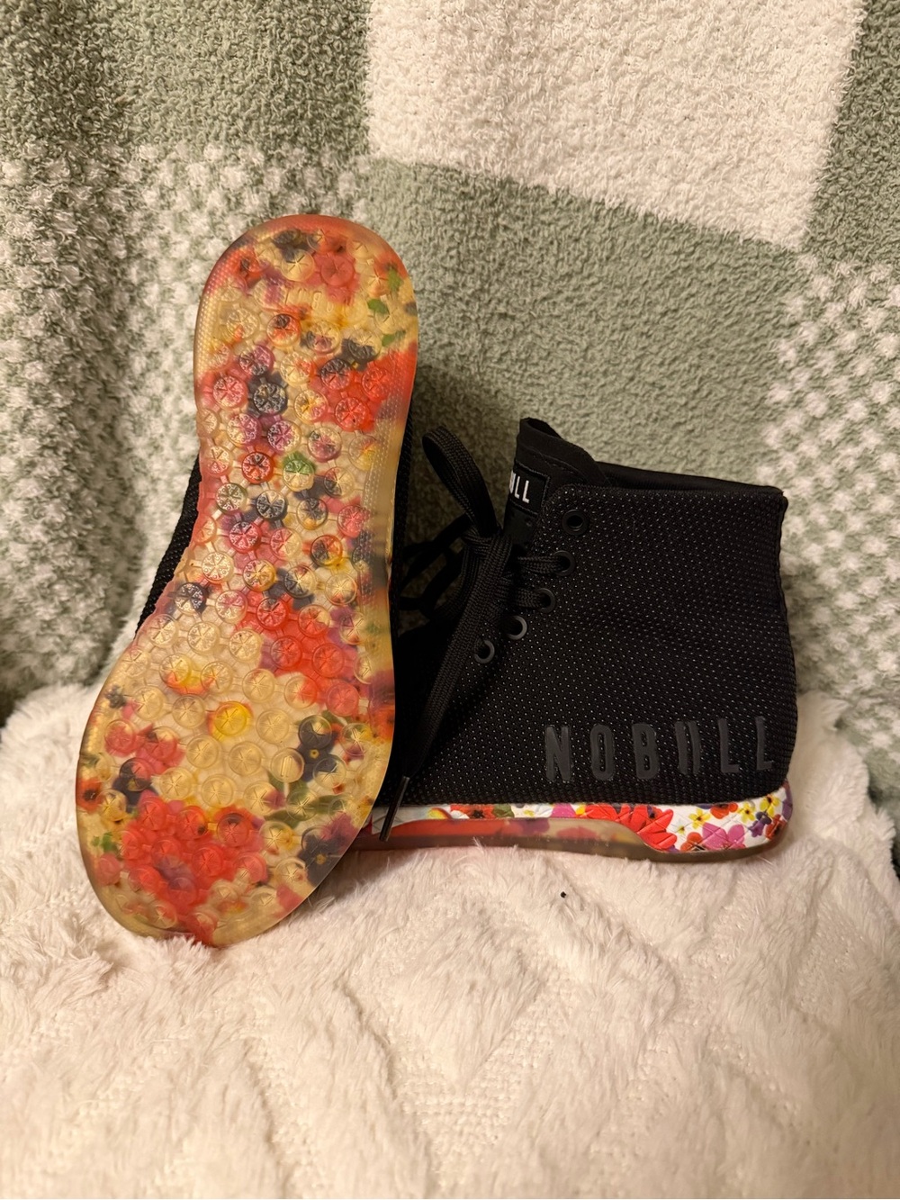 NOBULL Women's Black High-Top Training Shoes with Floral Midsole - Picture 2 of 6